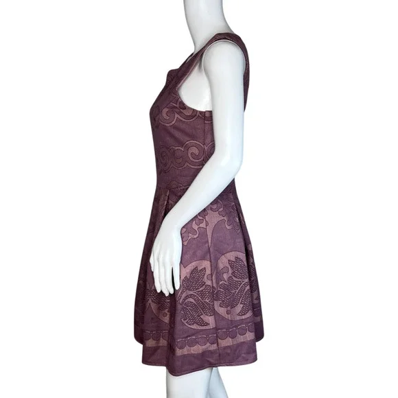 Altar'd State Dress Womens Small Purple Plum Scroll Print‎ Fit & Flare Feminine - Picture 3 of 9
